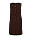 Freequent FQLAVA donkerbruine linnenmix dames midi jurk met decoratieve rugknopen