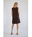 Freequent FQLAVA donkerbruine linnenmix dames midi jurk met decoratieve rugknopen