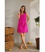 Freequent FQLAVA felroze linnenmix dames mouwloze jurk met decoratieve rugknopen