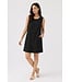 Freequent FQLAVA zwarte linnenmix dames mouwloze jurk met decoratieve rugknopen