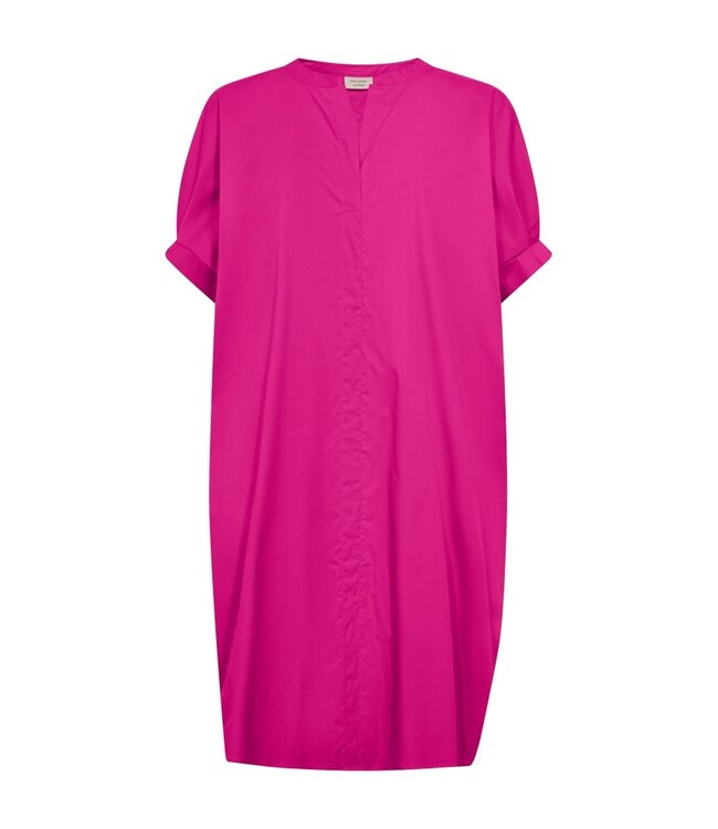Freequent FQXENIA fuchsia paarse dames jurk met korte ballonmouwen