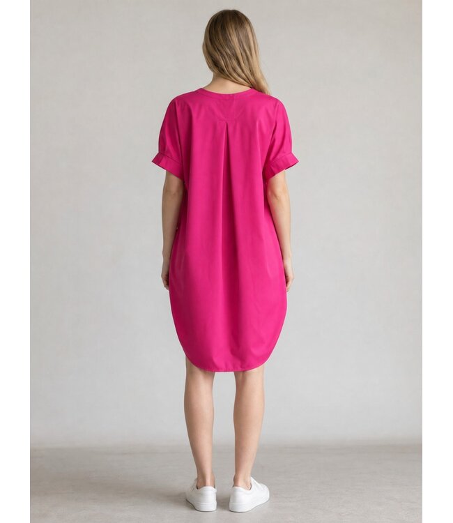 Freequent FQXENIA fuchsia paarse dames jurk met korte ballonmouwen