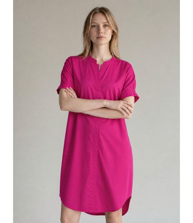 Freequent FQXENIA fuchsia paarse dames jurk met korte ballonmouwen