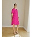 Freequent FQXENIA fuchsia paarse dames jurk met korte ballonmouwen