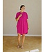 Freequent FQXENIA fuchsia paarse dames jurk met korte ballonmouwen