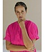 Freequent FQXENIA fuchsia paarse dames jurk met korte ballonmouwen