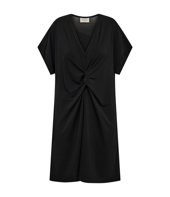 Freequent FQFLOI zwarte dames midi jurk met twistdetail en V-hals