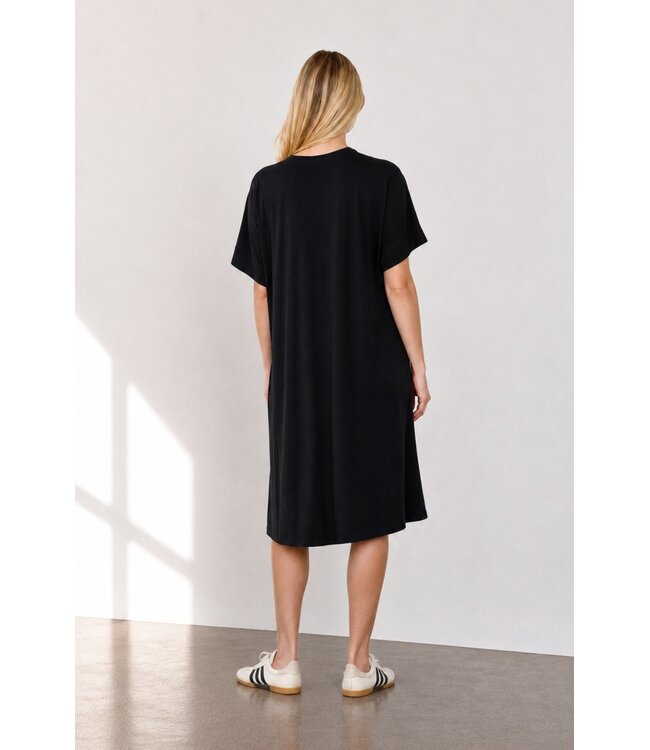 Freequent FQFLOI zwarte dames midi jurk met twistdetail en V-hals
