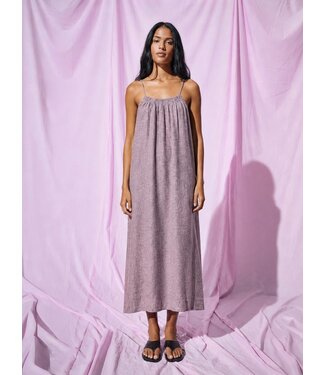 JDY JDYNORTH Linen Midi Dress -  Oxblood Red Melange