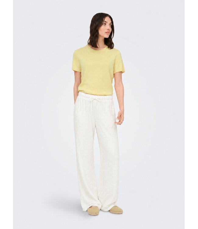 JDY JDYTURBO witte dames broek met wijde pijpen en linnenmix