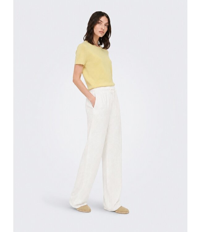 JDY JDYTURBO witte dames broek met wijde pijpen en linnenmix