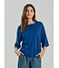 Freequent FQCONNY fijngebreide dames pullover blauw met halflange mouwen