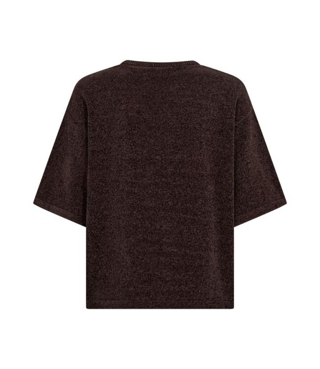 Freequent FQTEMPO fijngebreide dames pullover in Mole met korte mouwen