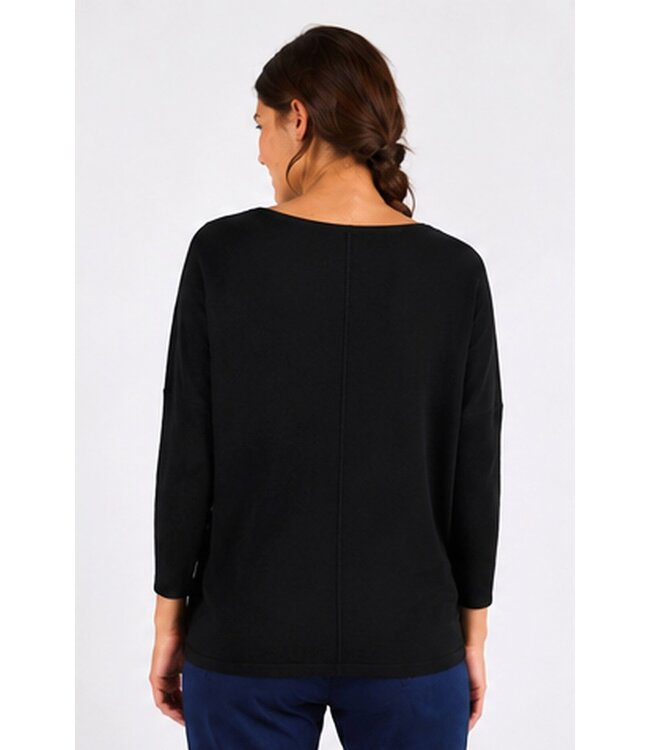 Freequent FQJONE dames pullover Black met 3/4-mouwen en losse pasvorm