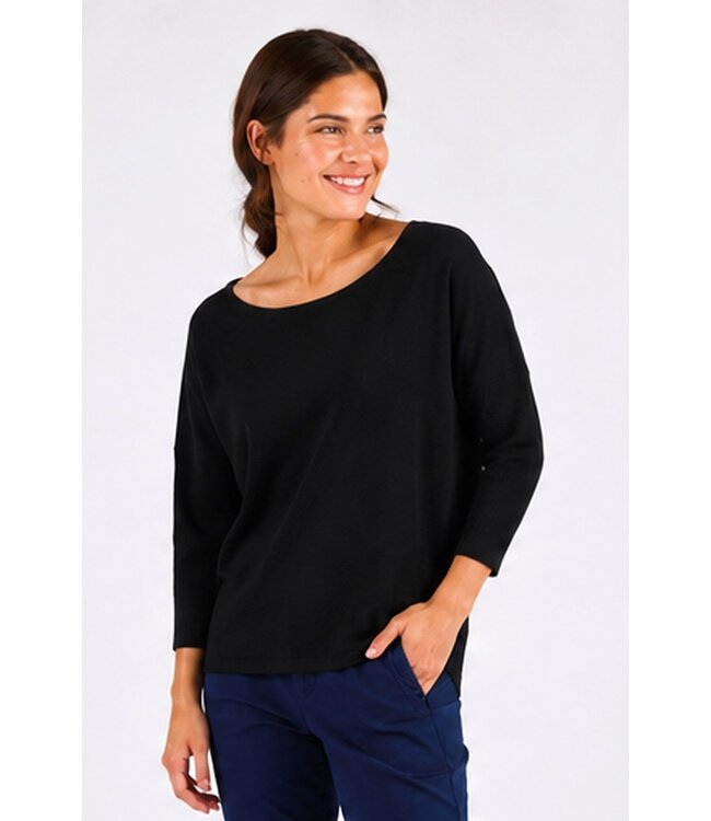 Freequent FQJONE dames pullover Black met 3/4-mouwen en losse pasvorm