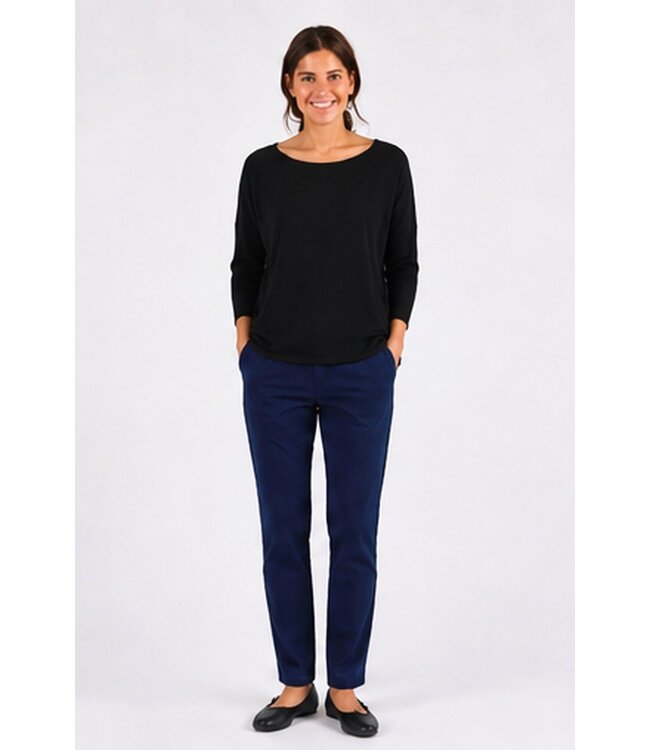 Freequent FQJONE dames pullover Black met 3/4-mouwen en losse pasvorm
