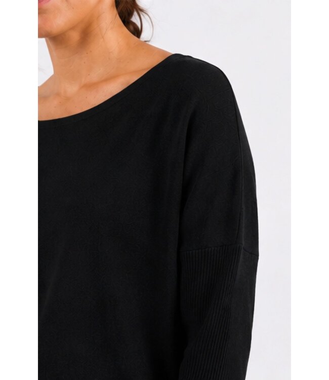Freequent FQJONE dames pullover Black met 3/4-mouwen en losse pasvorm
