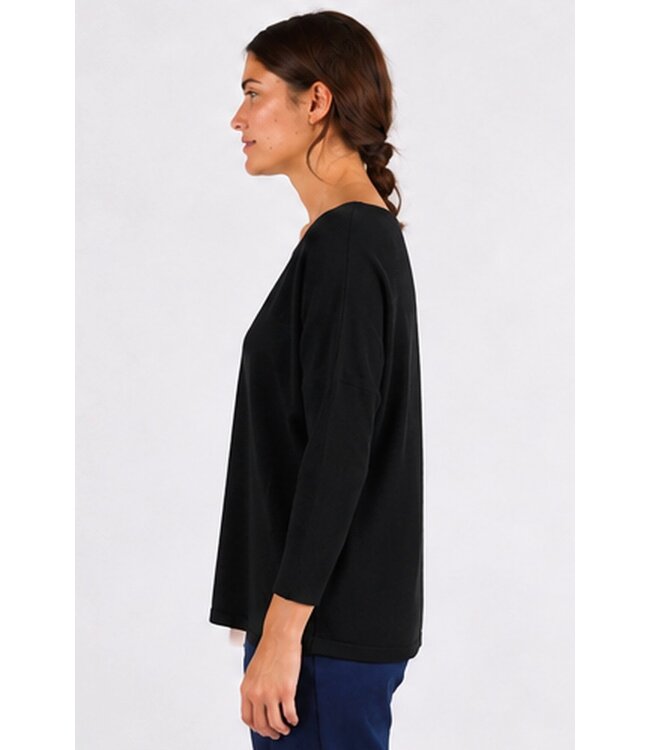 Freequent FQJONE dames pullover Black met 3/4-mouwen en losse pasvorm