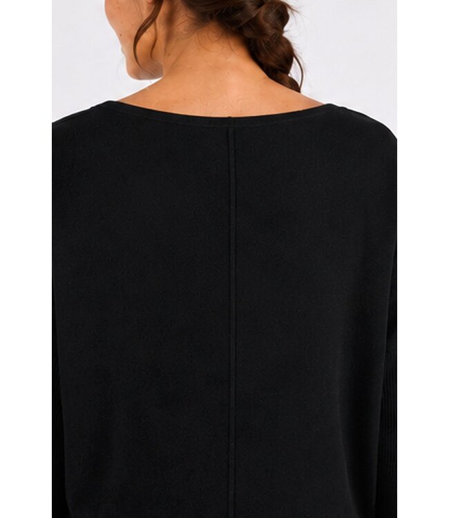 Freequent FQJONE dames pullover Black met 3/4-mouwen en losse pasvorm