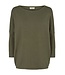 Freequent FQJONE dames pullover Olive Night met 3/4-mouwen en losse pasvorm