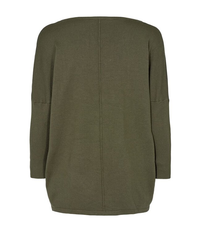 Freequent FQJONE dames pullover Olive Night met 3/4-mouwen en losse pasvorm