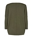 Freequent FQJONE dames pullover Olive Night met 3/4-mouwen en losse pasvorm