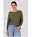 Freequent FQJONE dames pullover Olive Night met 3/4-mouwen en losse pasvorm