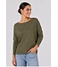 Freequent FQJONE dames pullover Olive Night met 3/4-mouwen en losse pasvorm