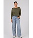 Freequent FQJONE dames pullover Olive Night met 3/4-mouwen en losse pasvorm