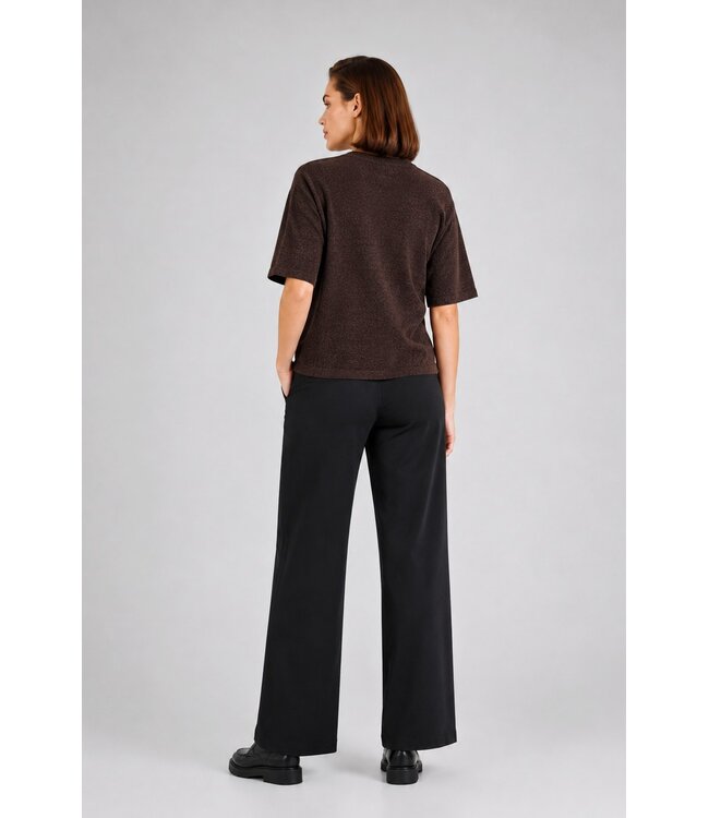 Freequent FQNANNI damesbroek Black met hoge taille en wijde pijpen