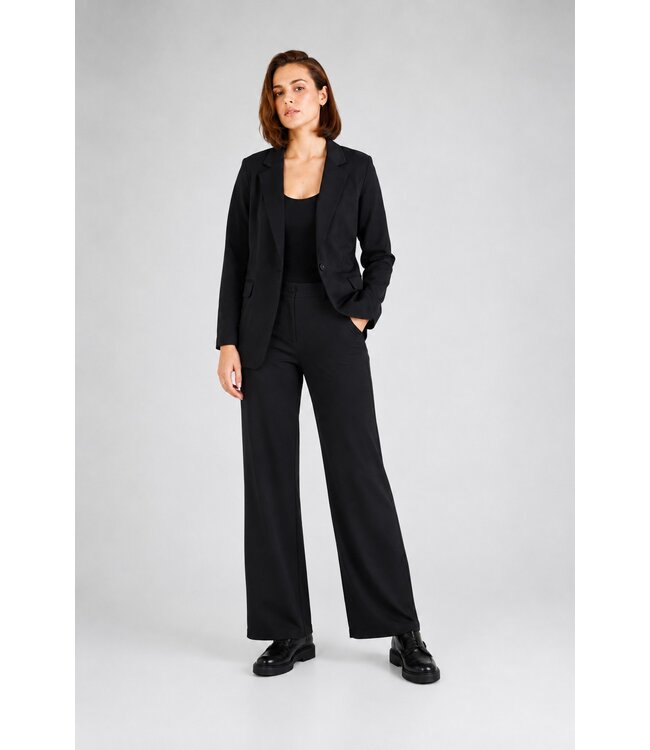 Freequent FQNANNI damesbroek Black met hoge taille en wijde pijpen