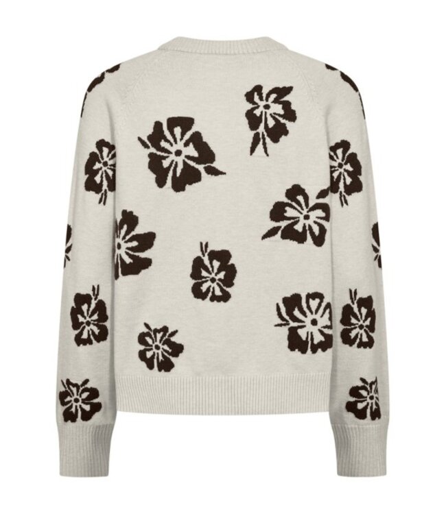 Freequent FQALPI damespullover Moonbeam met bruine bloemenprint en zachte knit