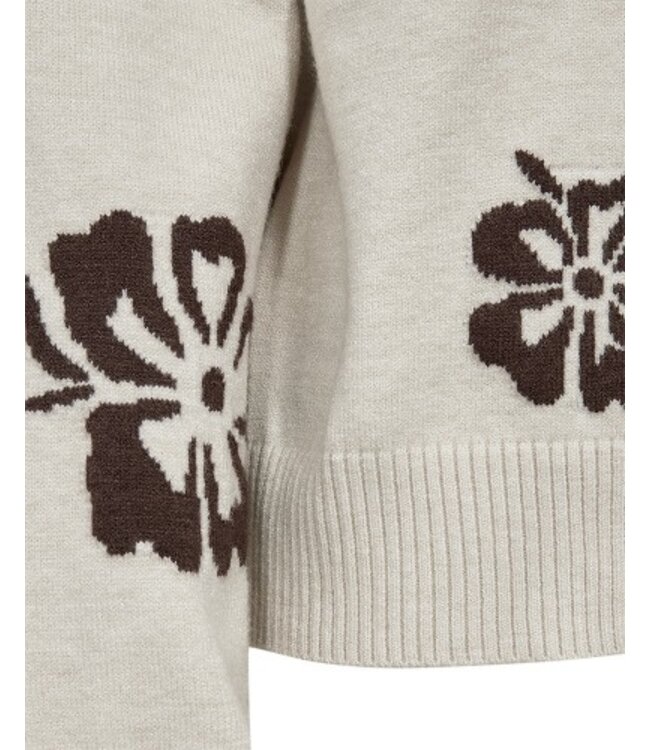 Freequent FQALPI damespullover Moonbeam met bruine bloemenprint en zachte knit