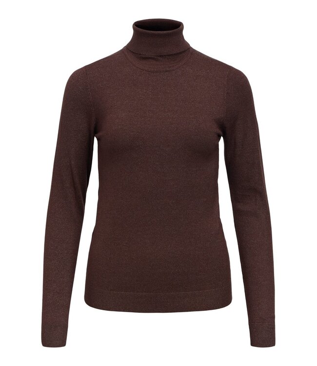 Object OBJTHESS Rollneck Pullover Seal Brown – Dames trui met rolkraag