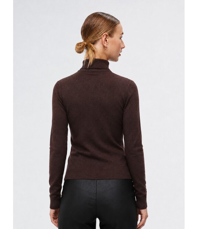 Object OBJTHESS Rollneck Pullover Seal Brown – Dames trui met rolkraag