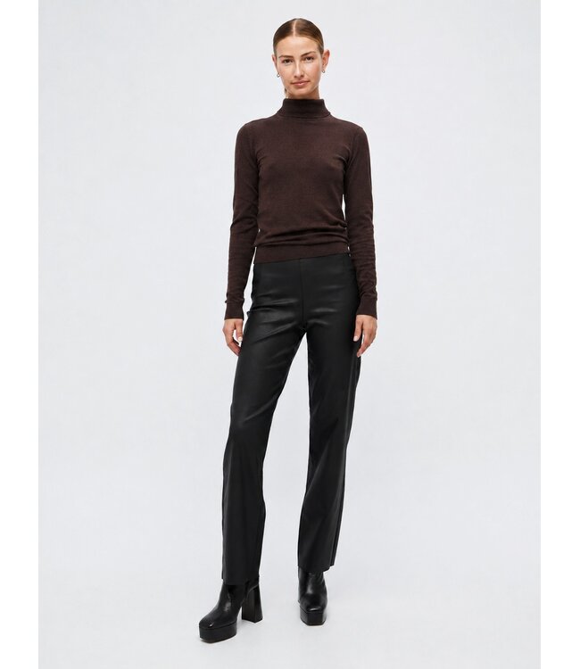 Object OBJTHESS Rollneck Pullover Seal Brown – Dames trui met rolkraag