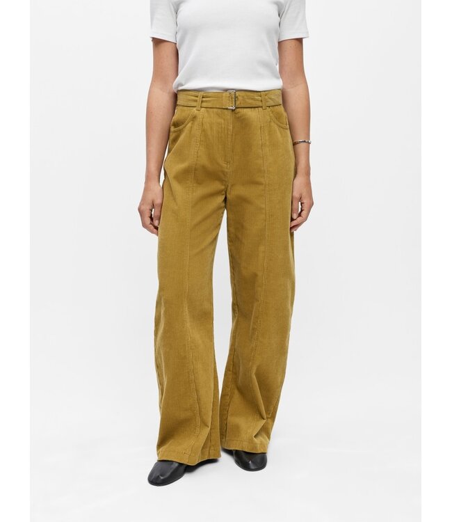 Object OBJPELLA Wide Pant Fennel Seed – Dames broek met wijde pijpen