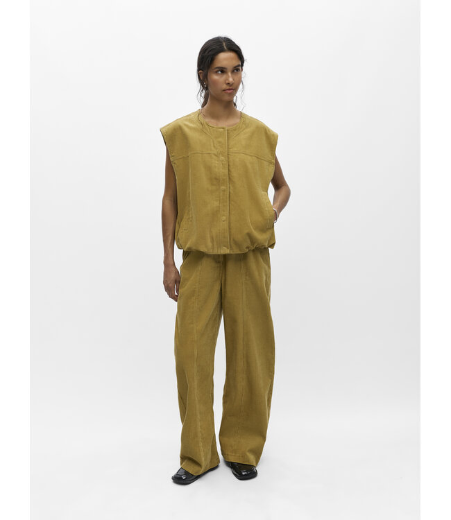 Object OBJPELLA Wide Pant Fennel Seed – Dames broek met wijde pijpen