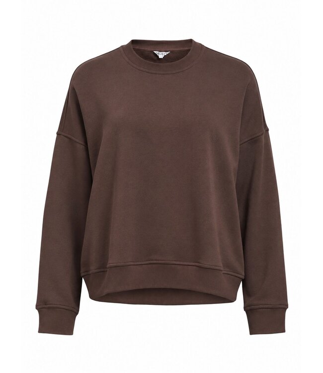 Object OBJARINA OZ Tie Sweatshirt Seal Brown – Dames sweater met sjaal