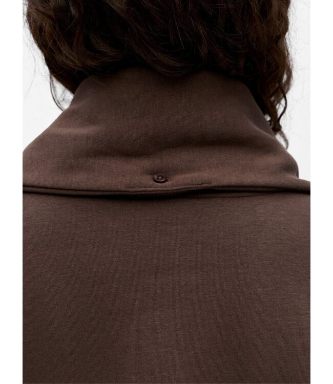 Object OBJARINA OZ Tie Sweatshirt Seal Brown – Dames sweater met sjaal