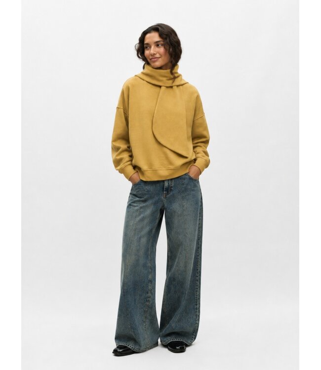 Object OBJARINA OZ Tie Sweatshirt Fennel Seed – Dames sweater met afneembare sjaal