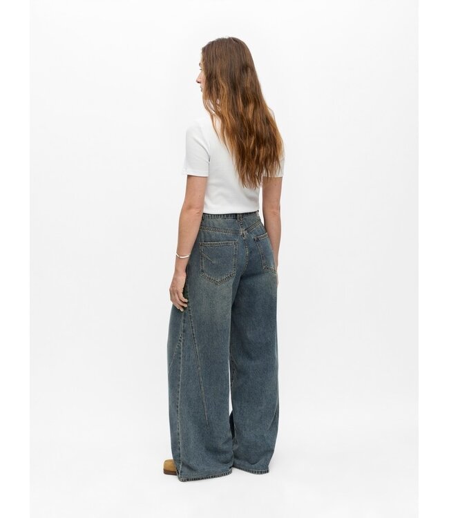 Object OBJDIPSY Long Jeans Medium Blue Denim – Wide Leg Dames Jeans