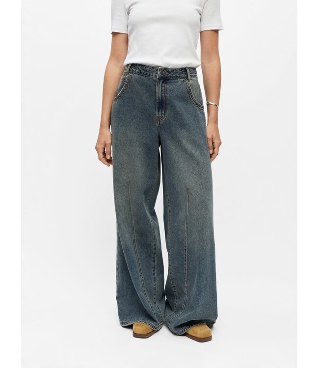 Object OBJDIPSY Long Jeans Medium Blue Denim – Wide Leg Dames Jeans