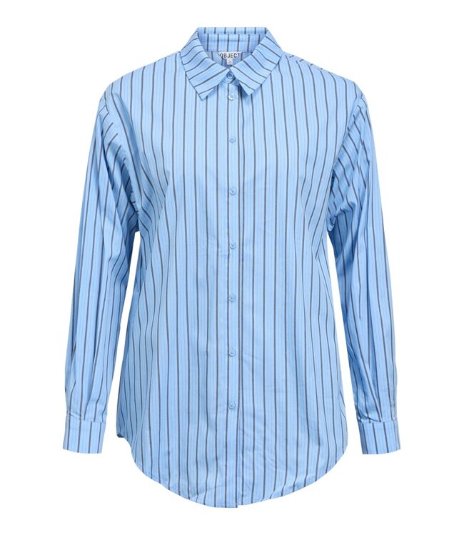 Object OBJTUTTA Shirt Little Boy Blue/Seal Brown – Loose Fit Gestreepte Blouse
