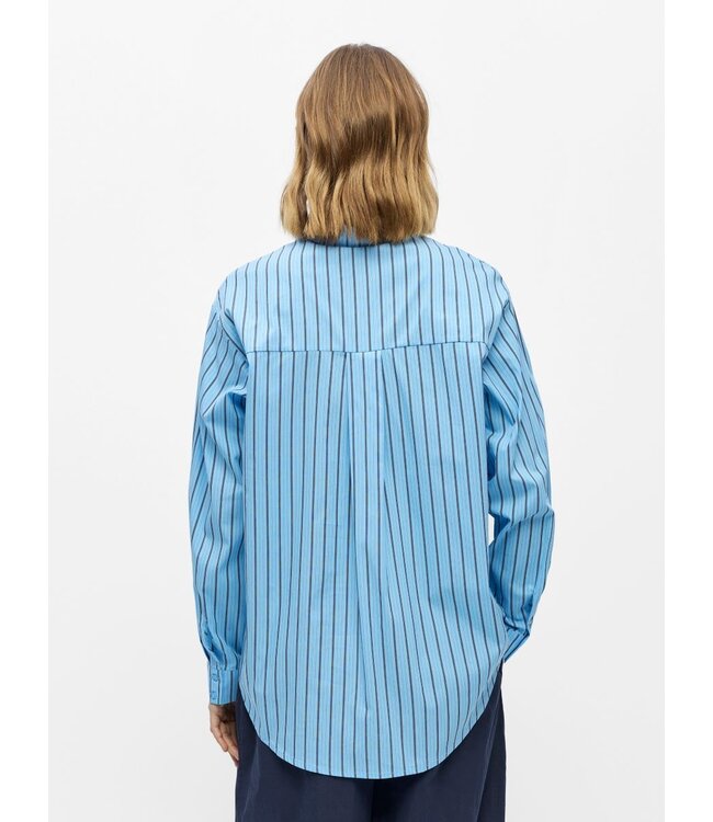 Object OBJTUTTA Shirt Little Boy Blue/Seal Brown – Loose Fit Gestreepte Blouse