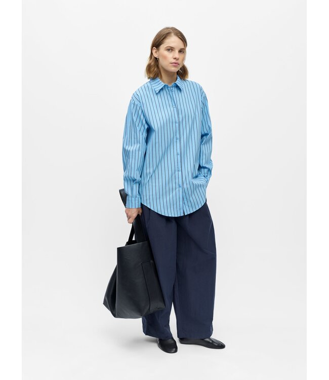 Object OBJTUTTA Shirt Little Boy Blue/Seal Brown – Loose Fit Gestreepte Blouse