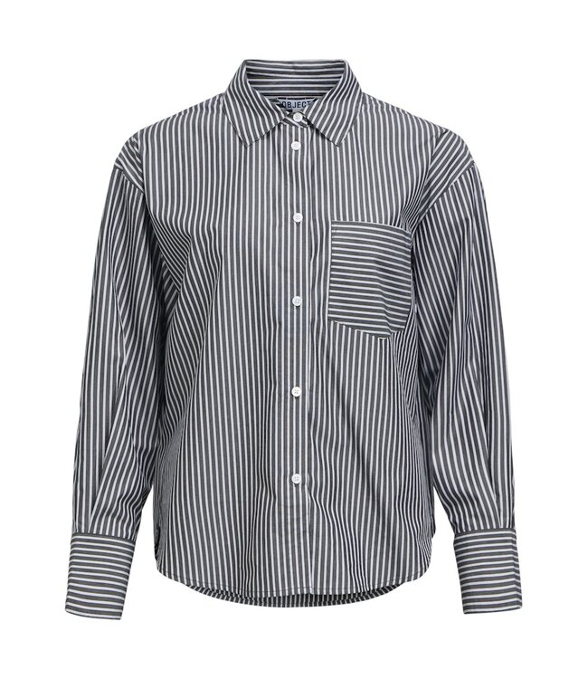 Object OBJZILA RE Shirt Black White – Gestreepte Blouse met Relaxed Fit