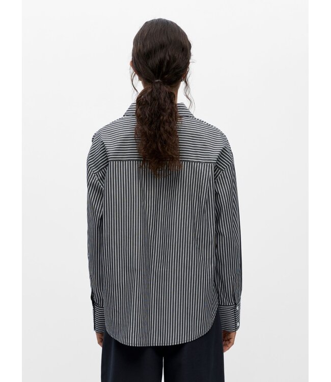 Object OBJZILA RE Shirt Black White – Gestreepte Blouse met Relaxed Fit