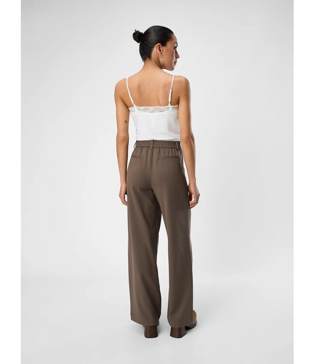 Object OBJLISA Wide Pant Morel – Dames broek met wijde pijpen