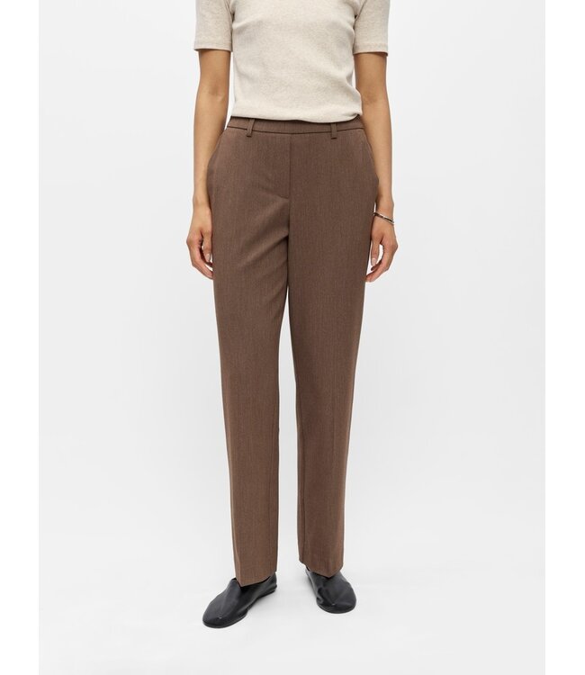 Object OBJLISA Straight Pant Carafe Melange – Dames broek met rechte pijpen